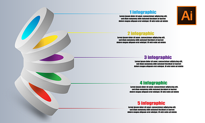 3D Infographic 5 Step - illustrator tutorial 3d design graphic design illustrator infographic