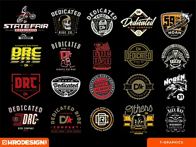 Dedicated Ride Co. Graphics Set badge branding design icon illustration logo moto mx type vector