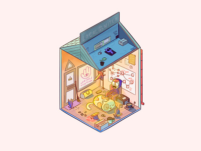 Witch house house illustration witch