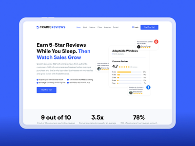 Reviews Web Application for Tradespeople branding business landing page review review app reviews reviews app saas service small business software as service ui ux web webdesign website website design
