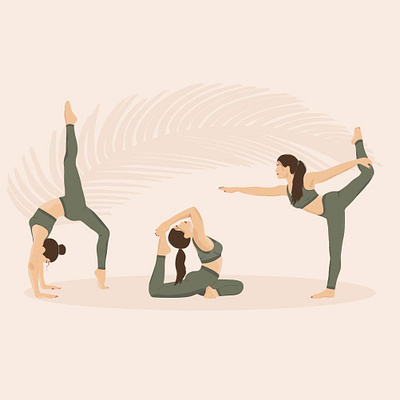 Yoga time ;) biege body design fitness flat girl graphic design health illustration illustrator lotus palm pose sport vector woman women yoga