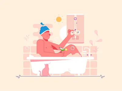 Boiler for heating water background branding business cartoon design illustration logo person ui vector