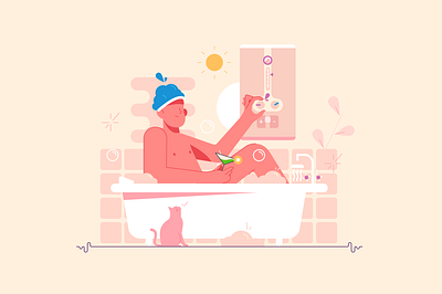 Boiler for heating water background branding business cartoon design illustration logo person ui vector
