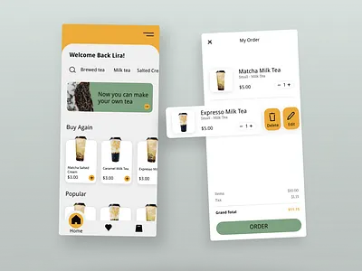 Boba tea order app app design boba boba app boba design boba tea boba tea app food delivery food order app food order ui ui uiux userinterface ux ux design uxui