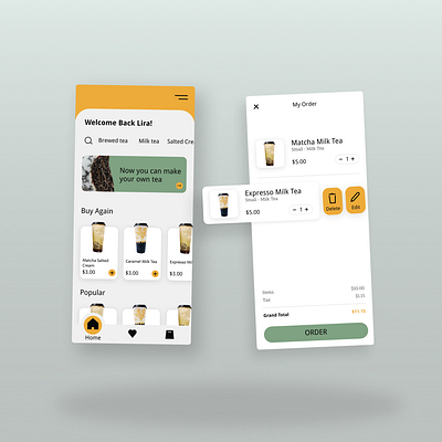 Boba tea order app app design boba boba app boba design boba tea boba tea app food delivery food order app food order ui ui uiux userinterface ux ux design uxui