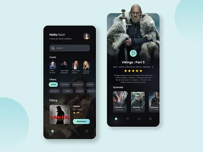 Movie Application | Mobile app dark dark theme film gradient mobile movie ui