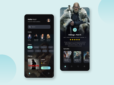 Movie Application | Mobile app dark dark theme film gradient mobile movie ui