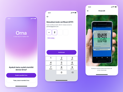 Orna - Smart Fish Management App app clean design fish app fish manager gradient inspiration logo mobile modern ornamental sign in sign up ui ux