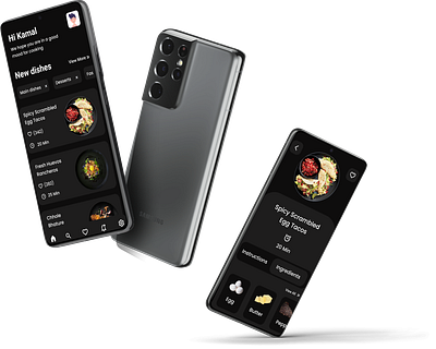 Cooking App Dark Theme app cookingapp darktheme design ui ux