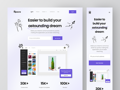 Apocre - Editing Platform Website 🖌 clean editor web hero section landing page post responsive saas saas website ui ui design ux web web design web responsive website website design websites