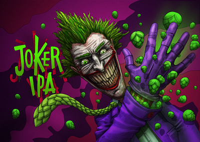 Joker IPA digitalart illustration label design packaging