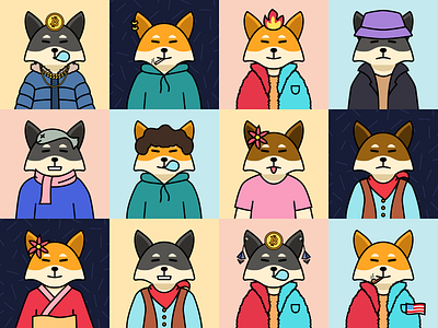 Shiba Fox NFT Collection animal app art branding capi coin creative crypto design doodle ethereum fox illustration logo mobile nft shiba trade ui ui kit