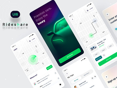 Rideshare Mobile App car car app car rental app clean design helping app lyft map minimal design mobile app mobile design rider rideshare mobile app splash page texi app track app tracking app uber ui kit ui8