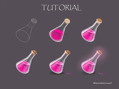 Casual Game Item. Magic Bottle. Tutorial. 2d 2dart 3d casualgame cg cgart conceptart design flask gamedesign gamedev gameitem gameui icon illustration magic magicbottle props tutorial ui