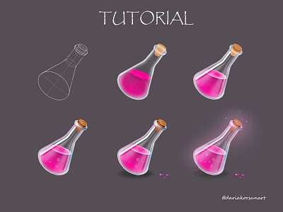 Casual Game Item. Magic Bottle. Tutorial. 2d 2dart 3d casualgame cg cgart conceptart design flask gamedesign gamedev gameitem gameui icon illustration magic magicbottle props tutorial ui