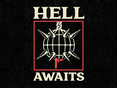 HELL AWAITS aesthetic blood design graphic design illustration label logo music sphere tshirt vector vinyl