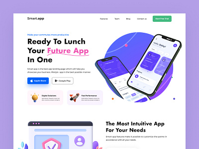 App Landing Page 3d app blue branding creative design graphic design headshot hompage landing page mobile modern product responsive saas trend ui ux vector website
