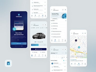 Carsana - UI Map app branding car dashboard design illustration interface logo product safety security shield signaling toglas transport ui ux vehicle