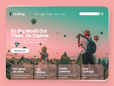 Travelog landing page branding design fashion graphic home page landing page minimal minimalist travel ui design web page webdesign website