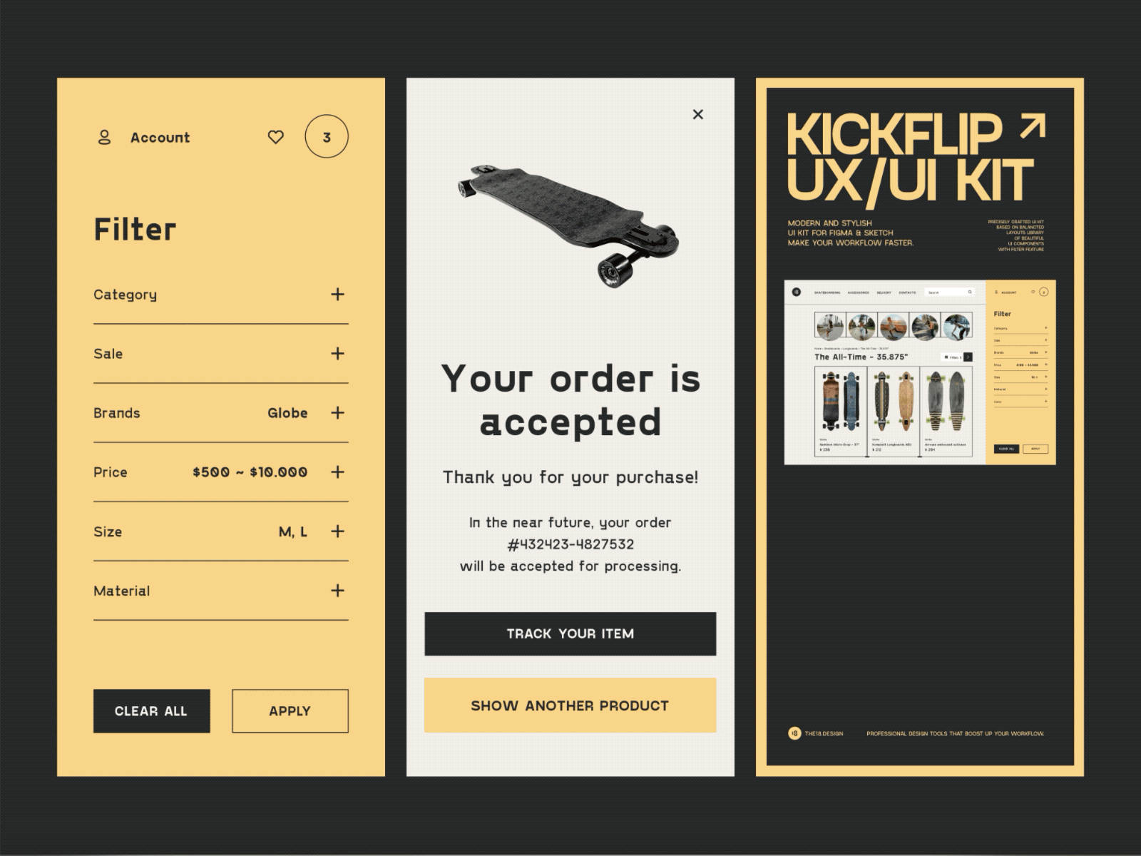 KICKFLIP UX/UI KIT 18design clean clean ui dashboard interface kickflip minimalism product design retro design stylish trend trendy trendy 2022 ui ui kit uidesign uikit usability ux webdesign