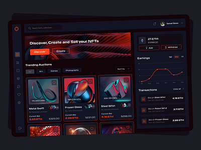 NFT Trading Platform — Web Design Concept auctions blockchain design design foe web digital art ecommerce nft platform trading ui ui design ui visual design ux ux design ux development ux strategy web web application web development website