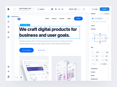 Builder - Web App branding bubble builder clean dashboard design designer editor graphic design ui uidesign ux uxdesign web web app web builder webflow website wix