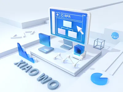 XIAO WO RPA 3d animation ui
