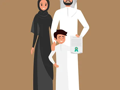 success boy with his parent's art branding character design digital art illustration illustrations illustrator logo saudi ui vector