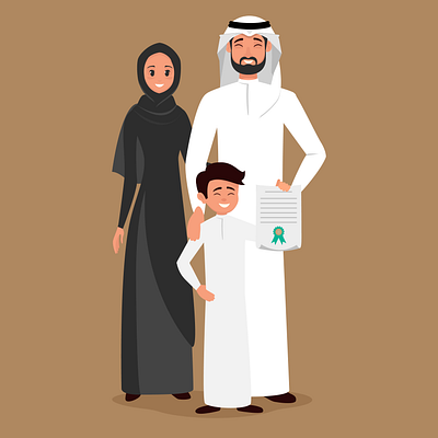 success boy with his parent's art branding character design digital art illustration illustrations illustrator logo saudi ui vector
