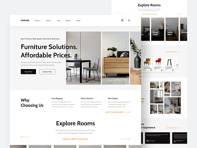 PARASM - Furniture Landing Page Exploration branding clean design exploration furniture graphic design illustration landing page logo new simple ui ux web website white