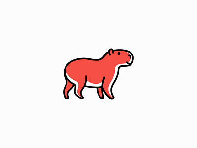 Capybara Logo animal branding capybara cartoon cute design flat friendly icon illustration line logo mark mascot modern orange premium rodent vector water