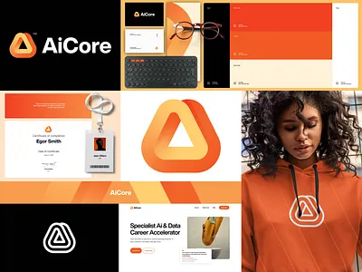 AiCore Logo Design & Brand Identity best brand branding colors cycle depth design icon identity lines logo loop mark modern orange shadow simple smart strong symbol