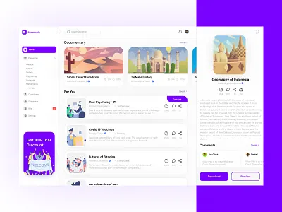Documently Dashboard 3d animation app branding dashboard design document download icon illustration jurnal logo research trending typography ui ux vector