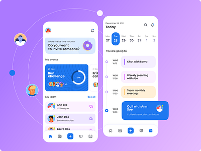 Socialization & Events App app calendar coworkers events mobile app mobile ui social team app ui ui design ui ux user interface ux ux design