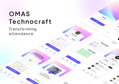 OMAS-Technocraft : AI Based attendance marking system 3d branding graphic design pink ui