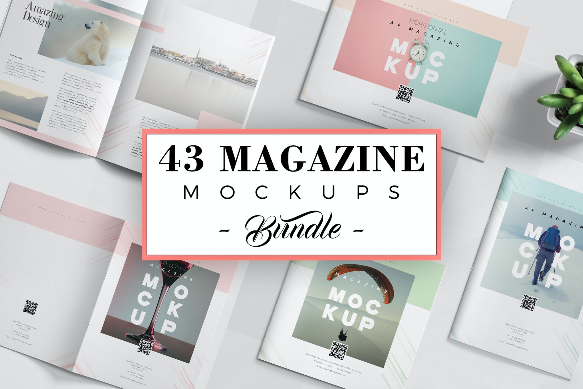 Magazine Mockups 3d branding brochure design graphic design illustration logo magazine mockup print typography ui ux vector