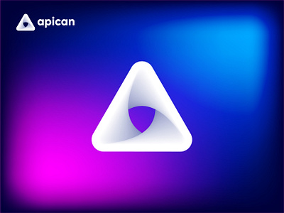 Apican logo design | A letter with a triangle. 2022trend 3d a letter brand branding branding design creative gradient graphic design logo modern simple triangle