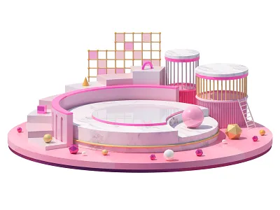 3D Podium Stand 3d abstraction c4d color light mockup model modeling pink render rendering scene white