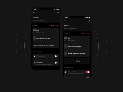 Classcamp iOS - Lesson creator app clean creators dark darkmode flat interface lessons startup ui wizard