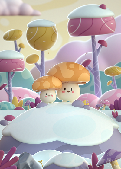 Mushrooms Forest 3d 3d character 3d illustration 3dart art character cinema4d colorful design graphic design illustration