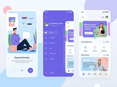 Online Course App app class clean college colorful course design e course e learning education fun interactive learning app minimalist mobile app modern online course study technology ui ux