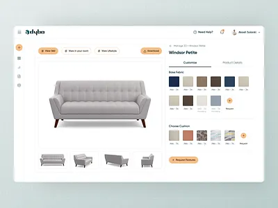 🪑 💫 Product Customization Dashboard - Dybo, designed in Figma 3d 3d product 3d product customize 3d visualizer customise product dashboard design manage product product product description ui ui design ux visualizer web website
