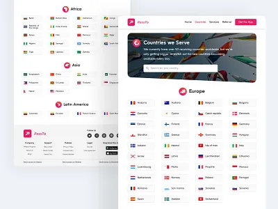 PassTo Website - Countries clean clear company countries country cover design interface money send transfer ui ui design ux web webdesign website