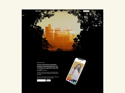 Landing page for Social Capital blockchain branding cryptocurrency design graphic design illustration logo metaverse nft social capital startup tech ui ui design ux web web design web3.0 webflow website