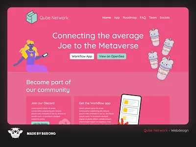 Qube Network Webdesign app design figma illustration metaverse nft ui ux