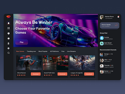 Gaming Dashboard adobe xd design game gaming gaming dashboard gaming home page illustrator play playstation uiux web design