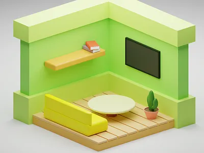My First 3D Render - Isometric Room 3d 3d design blender open source render room
