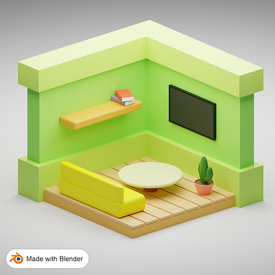 My First 3D Render - Isometric Room 3d 3d design blender open source render room