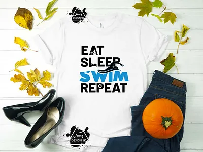 Eat Sleep Swim Repeat SVG Design Typography eat sleep fish