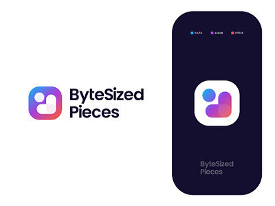 ByteSized Pieces - Approved Logo Design app icon brand identity brand mark branding clean design gradient logo logo design logomark logotype mark modern programming symbol tech logo technology typography web design web development